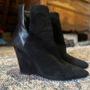 Rebecca Minkoff Black Suede Wedge Ankle Booties